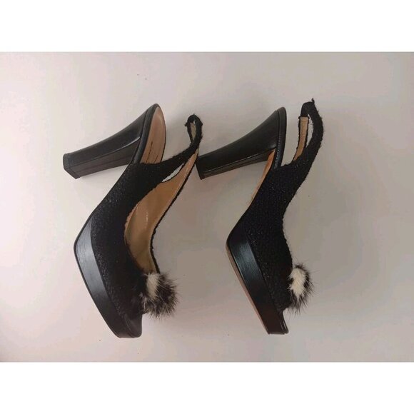 Kate Spade Womens Slingback Open Toe High Block Heels Leather Black Size 7 B - Picture 7 of 10